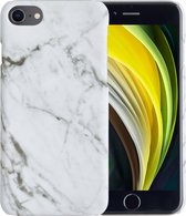 iPhone 7/8/SE 2020 Hoesje Marmer Hardcover Fashion Case Hoes - iPhone 7/8/SE 2020 Marmer Hoesje Hardcase Back Cover - Wit x Grijs