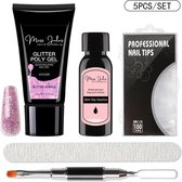 Miss Jules® Polygel Kit 30 ml - Paars - Glitter - Incl. Slip Solution, Nagelvijl, Nageltips & Duo Penseel