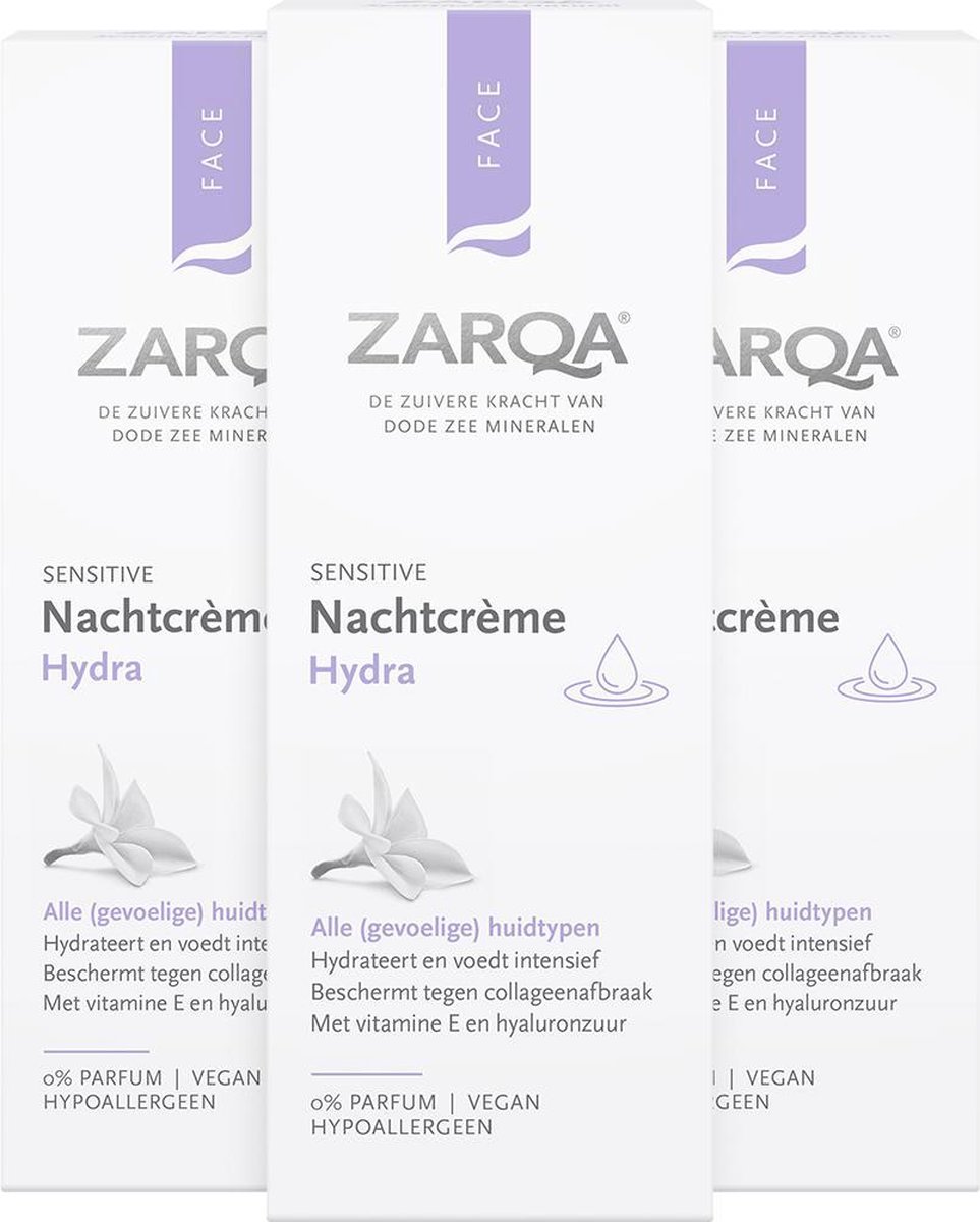 Bol.com Zarqa Nachtcrème Hydra - 3 x 50 ml - Voordeelverpakking aanbieding