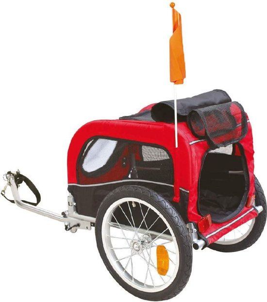 Hondenfietskar - - BICYCLE TRAILER - Kleur: Rood - Afmetingen: 67X119X105 cm tot 30 kg