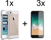 iParadise iPhone 5 hoesje shock proof case - iphone se 2016 hoesje shock proof case transparant - iphone 5s hoesje shock proof case hoes cover - 3x iphone 5/SE 2016/5s screenprotec
