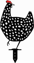 Leuke Tuindecoratie Kippen - Metalen Kip - Hoogwaardige Kwaliteit - Dierenbeelden - Zwart - 2 Stuks
