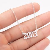 Vigos Jewelry Ketting - Jaartal 2003 Zilver kleur - Geboortejaar - Moederdag - Verjaardag - Cadeau voor haar - Sieraden - Vrouw - Moeder - Dames - Meisjes