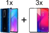 Xiaomi Mi 9T Pro hoesje siliconen case transparant - Full Cover - 3x Xiaomi Mi 9T Pro screenprotector screen protector