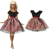 Poppenkleertjes - Geschikt voor Barbie - Luxe jurk - Kleding voor modepoppen - Zwarte jurk met kant
