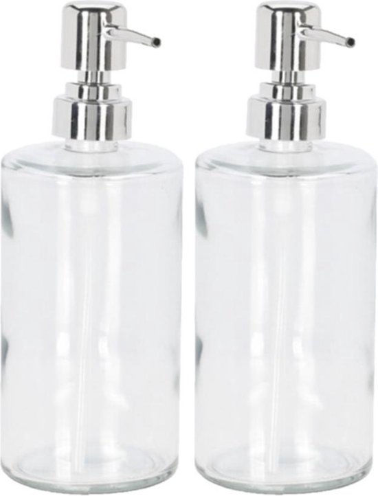 2x stuks zeeppompje/zeepdispenser effen glas 400 ml - Badkamer/keuken zeep  dispenser... | bol.com