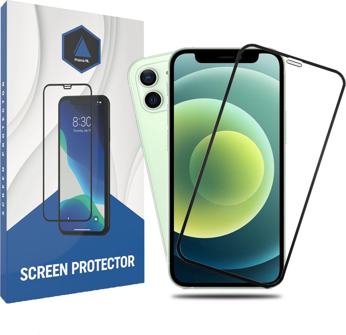 Prisma NL® iPhone Screenprotector voor iPhone 12 Pro & iPhone 12 - Premium - Beschermglas - Gehard glas - 9H - Zwarte rand - Tempered Glass - Full cover