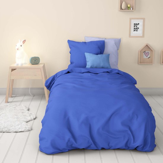 Mistral Home - Housse de couette - 100% coton - 140x200 + 65x65 cm - Cotton uni - Blauw