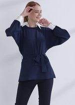 Blouse Dames Donkerblauw met Kraag - 36