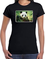 Dieren shirt met pandaberen foto - zwart - voor dames - natuur / panda cadeau t-shirt / kleding XL