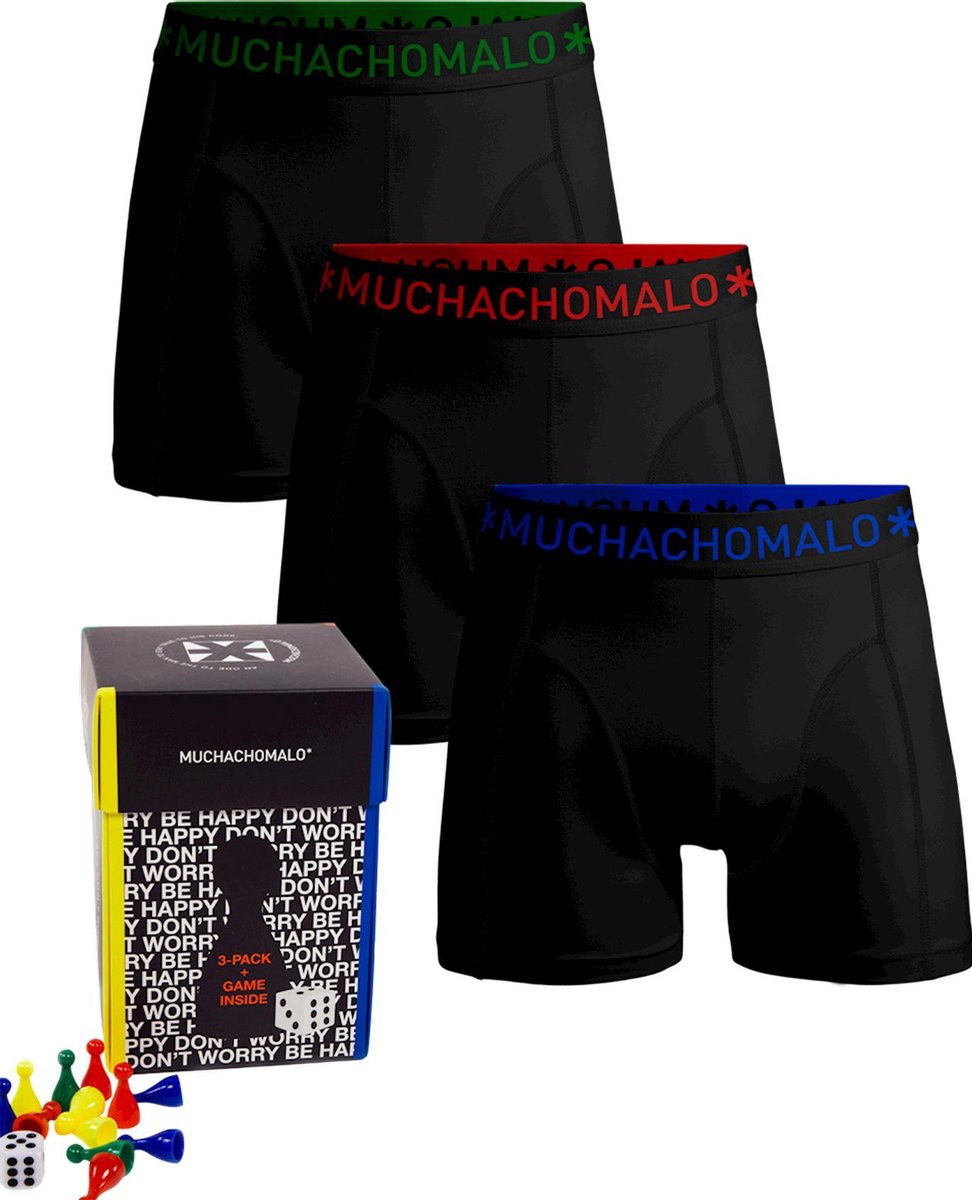 Muchachomalo 3-pack short solid - Boxershort Heren - Inclusief game - Zwart Maat XXXL