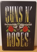 Guns N and Roses verticaal Reclamebord van metaal METALEN-WANDBORD - MUURPLAAT - VINTAGE - RETRO - HORECA- BORD-WANDDECORATIE -TEKSTBORD - DECORATIEBORD - RECLAMEPLAAT - WANDPLAAT