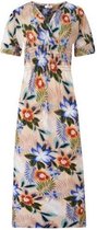 DAMES LANGE JURK - MAXI JURK - KORTE MOUW - PRINT - BEIGE - DIVERSE KLEUREN - MAAT ONE SIZE (823)