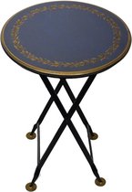 Klaptafel rond blauw/goudkleur Ø45xH61,5cm