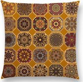 Mandala kussenhoes Yellow Blocks – DUBBELZIJDIG BEDRUKT – stevig grof linnen design - 45 x 45 cm - 6 kleuren