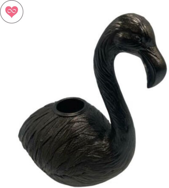 Housevitamin kaarsenhouder /  kandelaar 'flamingo' - kaarsenstandaard zwart - 15cm hoog