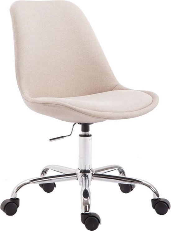 Bureaustoel - Stoel - Scandinavisch design - In hoogte verstelbaar - Stof - Crème - 48x54x91 cm