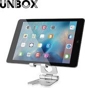 UNBOX - XXL Tablet houder / Telefoonhouder - Opvouwbare Standaard voor Tablet, iPad, Smartphone & Bureau - Zilver