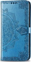 Motorola Moto G9 Plus Hoesje - Mobigear - Mandala Serie - Kunstlederen Bookcase - Blauw - Hoesje Geschikt Voor Motorola Moto G9 Plus