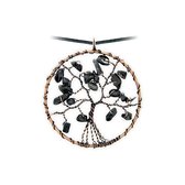 Onyx levensboom hanger - 5 cm - ketting inclusief verstelbaar zwart koord