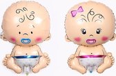 Baby Ballonnen 2 stuks| Jongen en Meisje XL|Babyshower Versiering|Gender Reveal Decoratie|Folie ballonnen|Kraamversiering