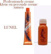 Lunel Professionele crème haar kleur met Peroxide in een set, ROOD-KOPER Kleur 5.64