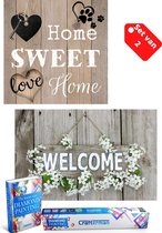 Crafterman™ Diamond Painting Pakket Volwassenen VOORDEEL SET VAN 2 STUKS - volledige bedekking  - welcome tekst 40x30cm & home sweet home tekst 30x30cm - Met tijdelijk E-Book