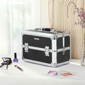 cosmetische koffer make-up koffer XXL groot voor bagage, aluminium multikoffer vloerkoffer met draagriem 36,5 x 22 x 25 cm, zwart JBC228