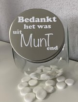 Snoeppot bedankt het was uitMUNTend | Juf & Meester Kado