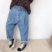 Hii You Kinderbroek - Baggy jeans Unisex - Maat 98- Jeans - Spijkerbroek - Overzised broek - Wijde jeans - unisex - Meisjebroek - Jongensbroek -Baggy broek blauw