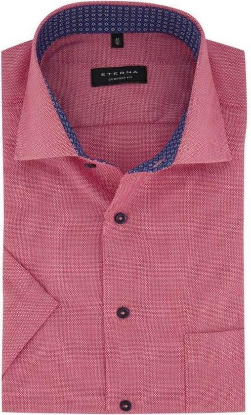 Chemise Eterna Comfort Fit - manches courtes - structure rouge (contraste) - Infroissable - Taille col : 41