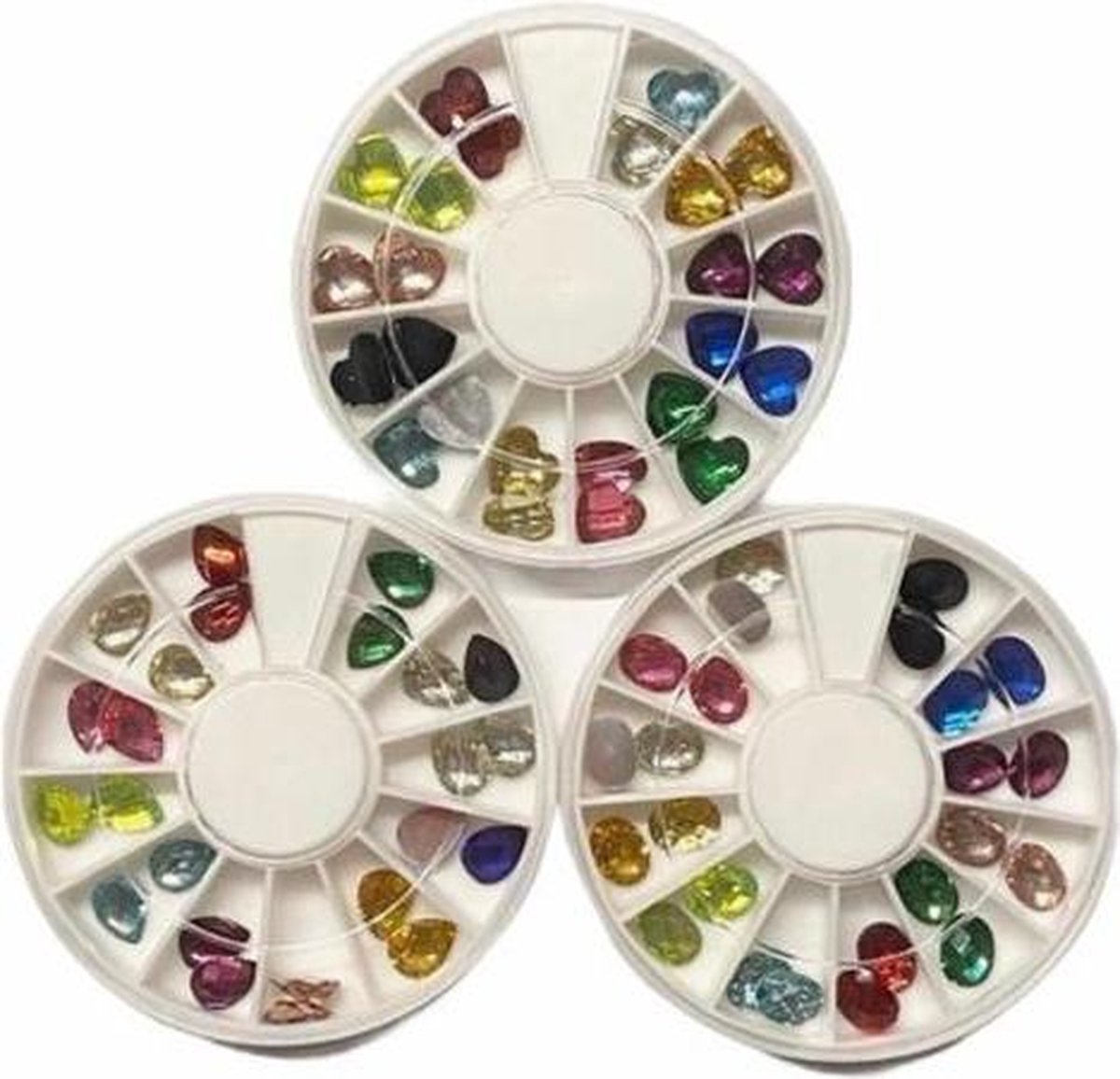 Goedkoopste Rhinestones Nail Art - Diverse Vormen Steentjes - Nagel Decoratie - Set 3 x Carrousel