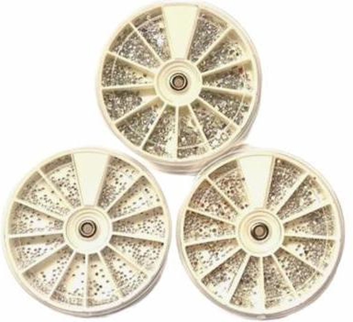 Goedkoopste Rhinestones - 3D Nail Art - Strass Steentjes - Nagel Decoratie - Set 3 x Carrousel