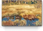 Herfstlandschap met vos - Bruno Liljefors - 30 x 19,5 cm - Niet van echt te onderscheiden schilderijtje op hout - Mooier dan een print op canvas - Laqueprint.