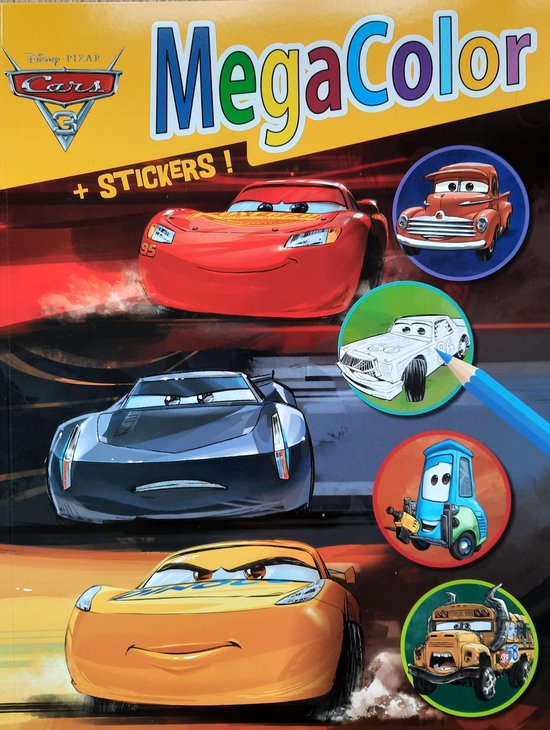 Sterkte Trillen Somber Megacolor kleurboek Disney Cars met stickers | bol.com