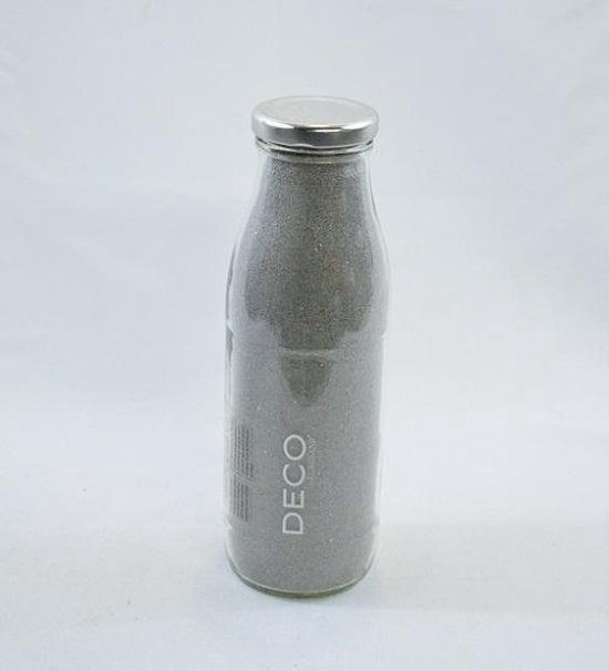 Decoratie glitter zand (fijn), in glazen fles 500 ml, grijs