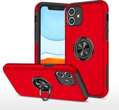 Hard Cover met ring en magneet geschikt voor Apple iPhone 11 Hoesje Rood - Shockproof