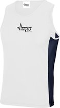 FitProWear Contrast Sporthemd Heren - Wit/Donkerblauw - Maat S - Sporthemd - Sportshirt - Mouwloos shirt - Sportkleding - Fitness hemd - Fitnesskleding - Singlet - Tanktop - Stringer - Sportt