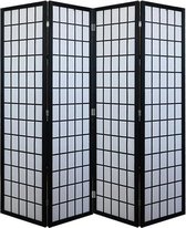 Kamerscherm Zwart japanse stijl - kamerschermen 4 panelen - scheidingswand 170x160cm