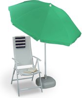 Relaxdays parasol met knikarm 180 cm - kantelbare strandparasol - ronde tuinparasol balkon - groen
