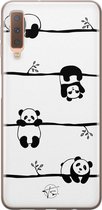 Samsung Galaxy A7 2018 siliconen hoesje - Panda - Soft Case Telefoonhoesje - Zwart - Print