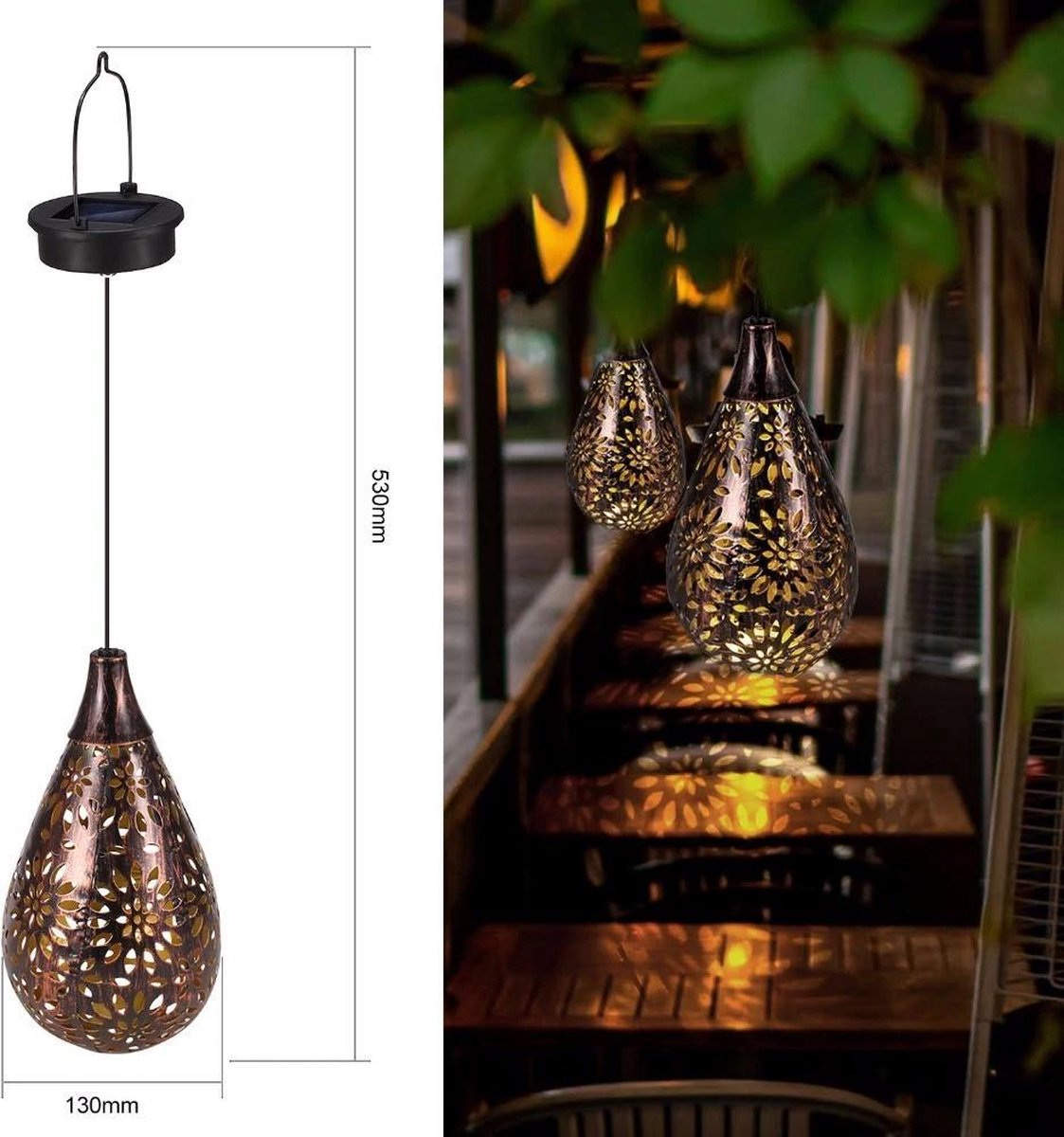 Tuinlicht - Zonne-Energie - Hanglamp - Druppelvormig Art Deco Design - Waterdicht - Vida Jardín