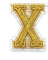 Alfabet Letter Strijk Embleem Patch Goud Wit Letter X / 3.5 cm / 4.5 cm