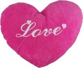 Kussen in de vorm van een hart met tekst ''LOVE'' - Roze