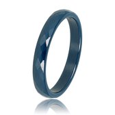 My Bendel - Blauwe dames ring facet geslepen - Keramische, onbreekbare, mooie blauwe dames ring - Verkleurt niet - Met luxe cadeauverpakking