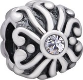 Quiges - 925 - Zilveren - Bedels -Sterling zilver - Beads - Zon Kraal Charm met Zirkonia - Geschikt – voor - alle bekende merken - Armband Z513