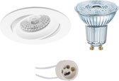 OSRAM - LED Spot Set - Parathom PAR16 930 36D - Primux Delton Pro - GU10 Fitting - Dimbaar - Inbouw Rond - Mat Wit - 3.7W - Warm Wit 3000K - Kantelbaar - Ø82mm