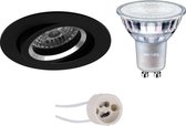 PHILIPS - LED Spot Set - MASTER 927 36D VLE - Primux Aerony Pro - GU10 Fitting - DimTone Dimbaar - Inbouw Rond - Mat Zwart - 3.7W - Warm Wit 2200K-2700K - Kantelbaar - Ø82mm