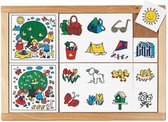 Rubriceerlotto lente en zomer -  houten woordenschat spel - cognitieve ontwikkeling peuters - educatief speelgoed voor kinderen vanaf 3 jaar