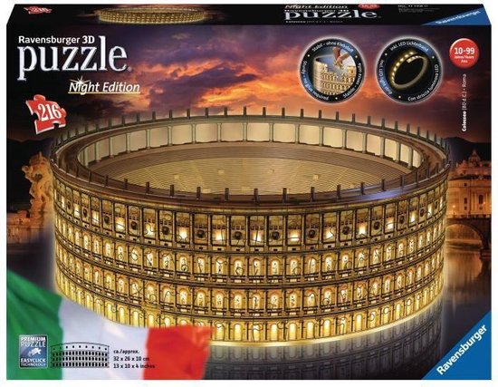 Beschrijven Kleren Aanvankelijk Ravensburger Colosseum Night Edition 3D-puzzel 216 stuk(s) Gebouwen |  bol.com